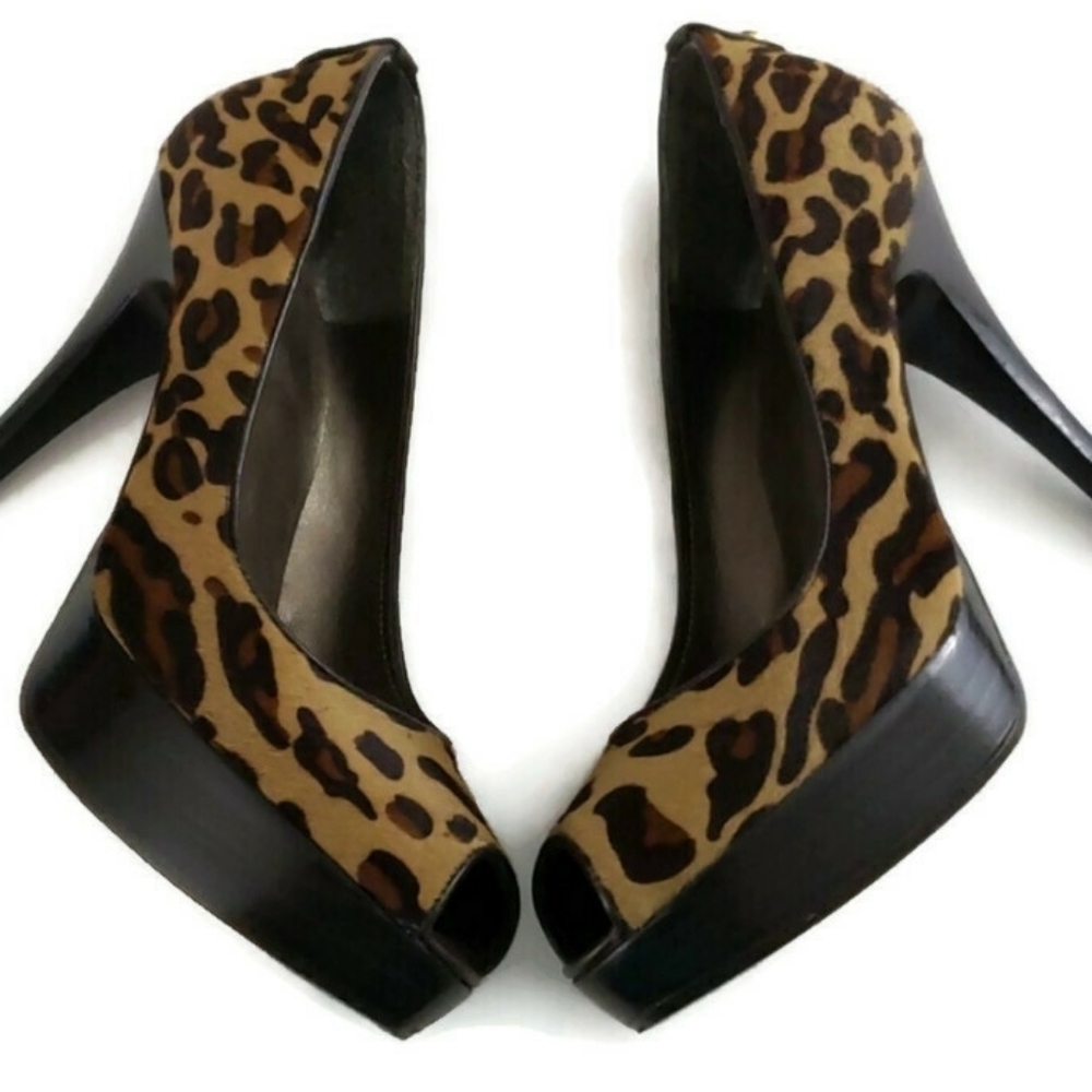 Leopard Print Peep Toe Heels
